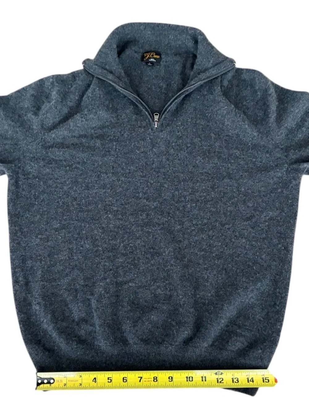 J.Crew Cashmere Quarter-Zip Heathered Charcoal Gray Men’s Sweater Size Large